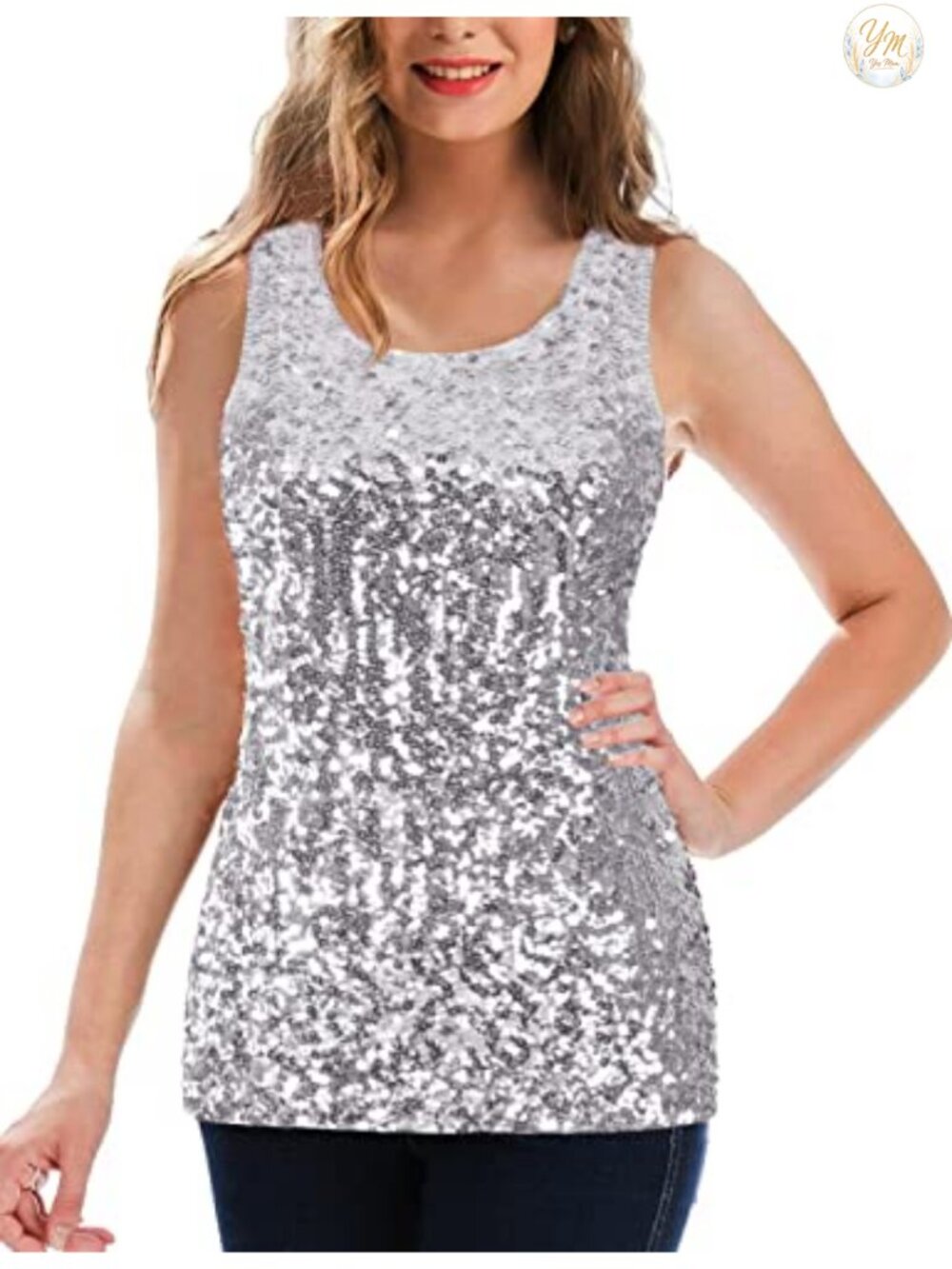 Sequin Tank Top Sleeveless Gradient Party Glitter Club Vest Women's